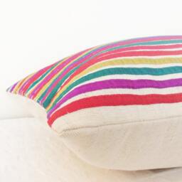 Bright & Cheerful Stripes Lumbar Pillow Cover in Natural Non Dyed Cotton Linen , Decorative Pillow, Ribbon Housewares - thumbnail 3