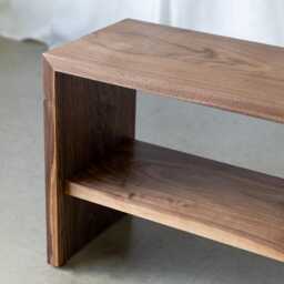 Handcrafted Solid Wood Bench - Mid-Century Shoe Storage Bench, Modern Entryway Walnut Rack, Minimalist Oak UK Made - thumbnail 3