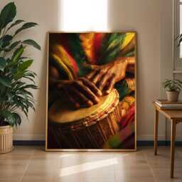 Ghana Djembe Drum Art Print Afrocentric Cultural Wall Decor - Poster Only - thumbnail 2