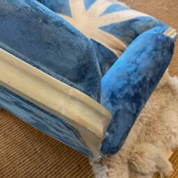 British Arm Chair Custom Painted Blue One Off Feature Textured Fabric - thumbnail 4
