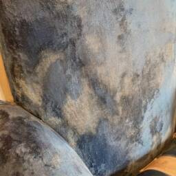 British Arm Chair Custom Painted Blue One Off Feature Textured Fabric - thumbnail 3
