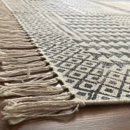Hand Block Printed Cotton Rug Indian Traditional Woven Area Rug - 3x5 Ft - thumbnail 2