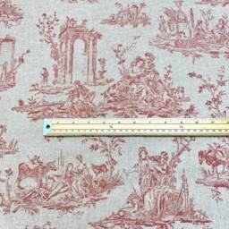 1004. Red Toile De Jouy 100% Cotton Linen Look Cushion Cover. Various Sizes - thumbnail 3