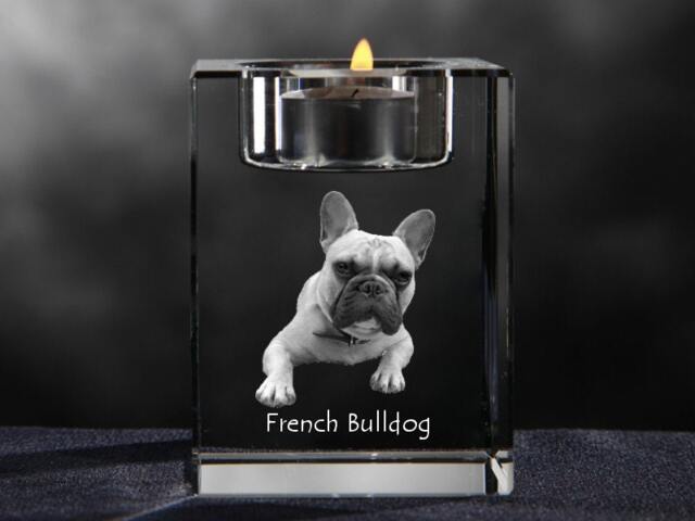 French Bulldog, Crystal Candlestick With Dog, Souvenir, Decoration, Limited Edition, Collection - image 1