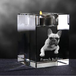 French Bulldog, Crystal Candlestick With Dog, Souvenir, Decoration, Limited Edition, Collection - thumbnail 2