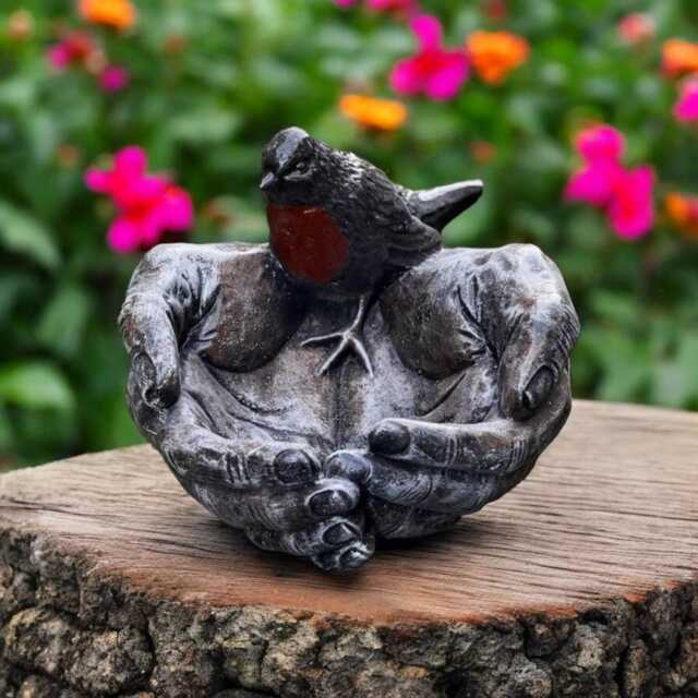 Concrete Bird in Hands Statue Stone Peace Sculpture Cement Figurine Outdoor Garden Ornament Memorial Decor Wildlife Lover Gift - image 1