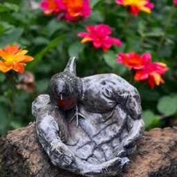 Concrete Bird in Hands Statue Stone Peace Sculpture Cement Figurine Outdoor Garden Ornament Memorial Decor Wildlife Lover Gift - thumbnail 4
