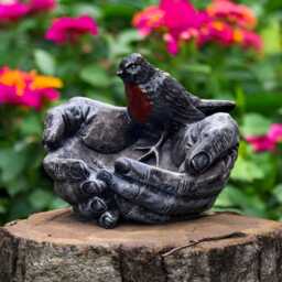 Concrete Bird in Hands Statue Stone Peace Sculpture Cement Figurine Outdoor Garden Ornament Memorial Decor Wildlife Lover Gift - thumbnail 2
