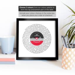 Custom Vinyl Lyrics Framed Print - Wedding Anniversary Gift For Her Him First Dance Personalised Music - thumbnail 2