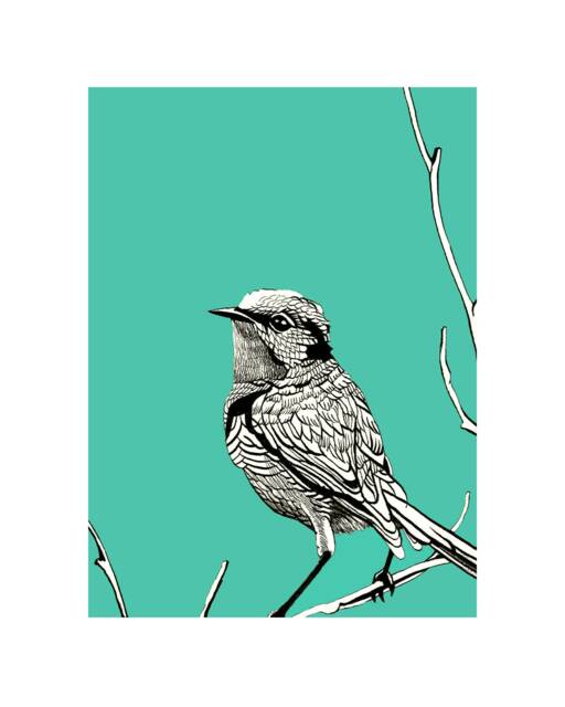 Bird Blue - Gicl??e Print Of Original Gouache & Ink Painting - image 1