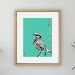 Bird Blue - Gicl??e Print Of Original Gouache & Ink Painting - thumbnail 2