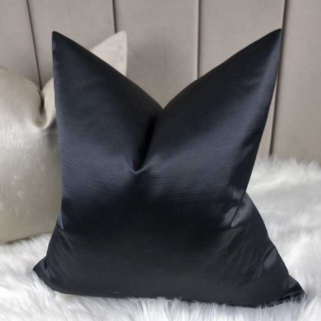 Pampas Noir/Black Cushion Cover High Quality Textured Cotton Satin Finish Luxury Modern Sofa Bed Pillow Cover Plain Accent Cushion - image 1