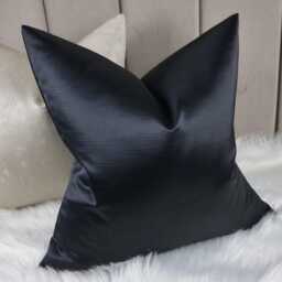 Pampas Noir/Black Cushion Cover High Quality Textured Cotton Satin Finish Luxury Modern Sofa Bed Pillow Cover Plain Accent Cushion - thumbnail 2