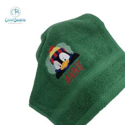 Penguin Hat Towel - Personalised Face Cloth/Hand Bath = Embroidered - thumbnail 2