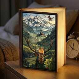 Queen Of Terrasen Book Lamp, Magical Led Light, Stained Glass Style Night Cozy Reading Decor, Lover Gift, Fantasy Lamp - thumbnail 1