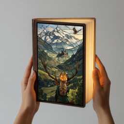 Queen Of Terrasen Book Lamp, Magical Led Light, Stained Glass Style Night Cozy Reading Decor, Lover Gift, Fantasy Lamp - thumbnail 2
