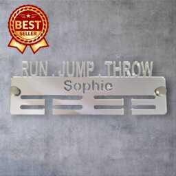 Run, Jump, Throw Medal Hanger - Mirror Colours, Custom Name & Colour