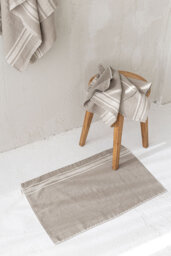French Style Linen Bath Mat With Natural Stripes, Linen Bathroom Rug, Soft Mat, Accessories, Sustainable Mat
