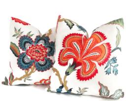 Schumacher Hot House Floral Pillow Cover Orange Spark Designer Throw - thumbnail 1