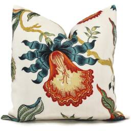 Schumacher Hot House Floral Pillow Cover Orange Spark Designer Throw - thumbnail 2