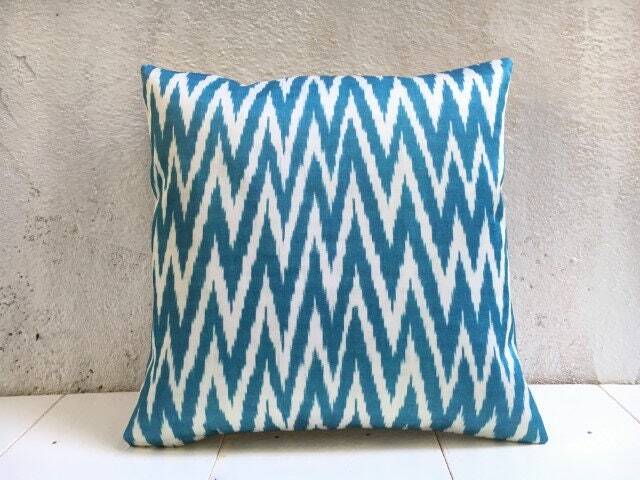 Silk Ikat Pillow Cover, Handwoven Style Cushion - 16x16 - image 1