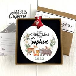 First Christmas Bauble/Childs 1st Bauble/Kids Tree Decoration Child's Woodland Animal - thumbnail 2