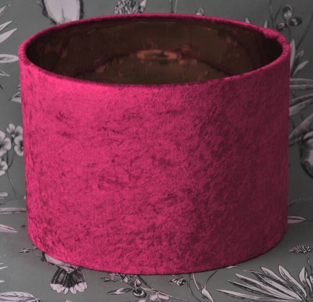 Handmade Magenta Crushed Velvet Lampshade Gold Mirror Lining - image 1