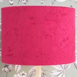 Handmade Magenta Crushed Velvet Lampshade Gold Mirror Lining - thumbnail 3
