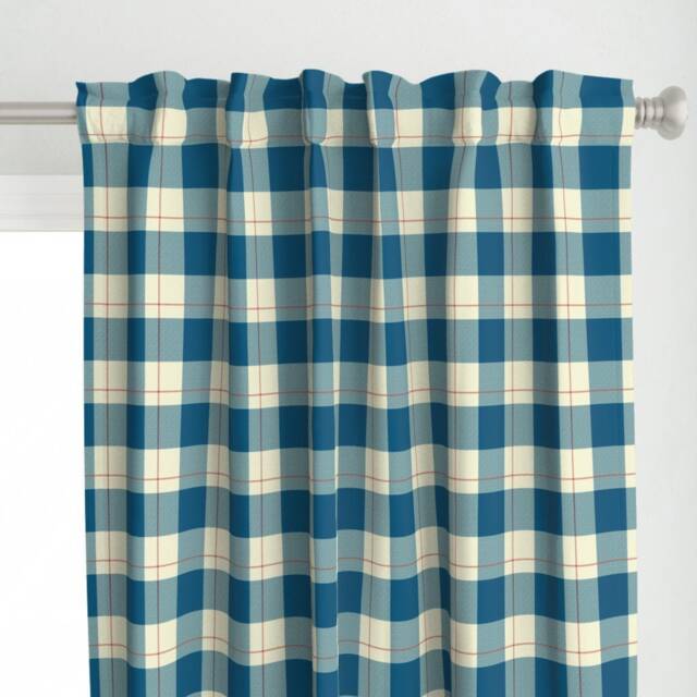Plaid Curtain Panel - Buffalo Check Farmhouse Country Nursery Blue Tartan Custom French By The_Lemon_Bee - image 1