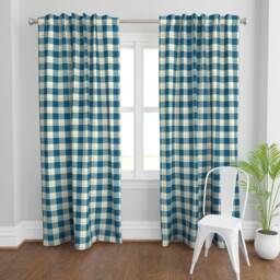 Plaid Curtain Panel - Buffalo Check Farmhouse Country Nursery Blue Tartan Custom French By The_Lemon_Bee - thumbnail 2