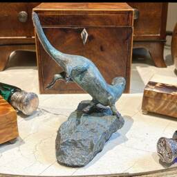 Dip Diving Awaya Free Flowing Solid Bronze Sea Otter Sculpture With A Beautiful & Unusual Patina , Solid Bronze Base, English Limited Edition - thumbnail 3