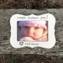 Personalized Father's Day Picture Frame Hand Stamped 4x6 Photo - thumbnail 1