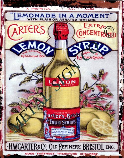 Carter's Lemon Syrup Advert Metal Wall Sign Retro Cafe Decor