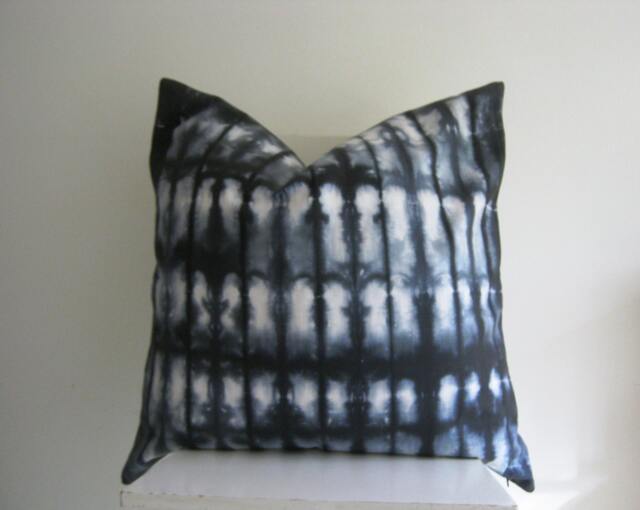 Xlarge 24 X Free Style Shibori Pillow Cover in Charcoal Grey - image 1