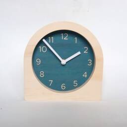 Dark Blue Wooden Desk Clock Mid Century Modern Silent Mantle Clock