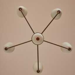 1950S Modern Brass Chandelier - Mid-Century Pendant Light Fixture Elikei 5-Light - thumbnail 3