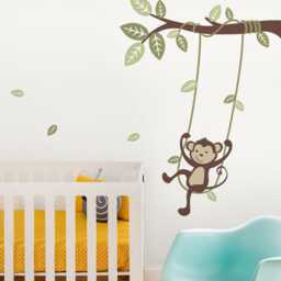 Monkey On A Swing Wall Decal Kids Nursery Vinyl Sticker Set - thumbnail 1