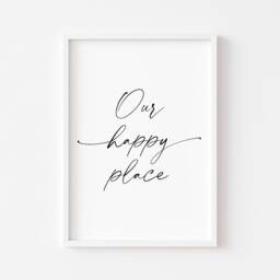 Bedroom Print - Wall Art Our Happy Place Decor Home Prints Inspirational Quotes Typography - thumbnail 2