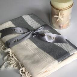 Large Bamboo Terry Beach Towel, Turkish Peshtemal, Hand Loomed - thumbnail 4