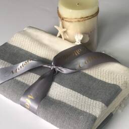Large Bamboo Terry Beach Towel, Turkish Peshtemal, Hand Loomed - thumbnail 2