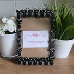 Black Cat Wooden Button Photo Frame 4 X 6 Inches - thumbnail 1