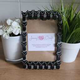 Black Cat Wooden Button Photo Frame 4 X 6 Inches - thumbnail 3