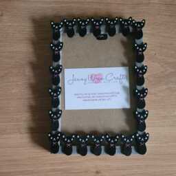 Black Cat Wooden Button Photo Frame 4 X 6 Inches - thumbnail 2