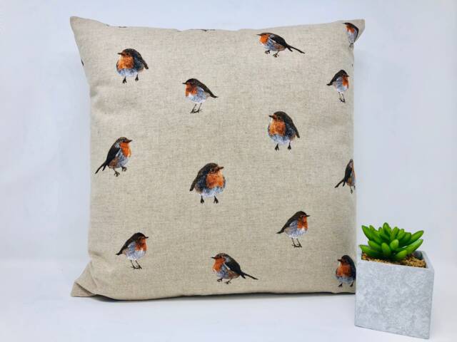 Red Robin Cushion Cover, Cushion, Gift For Her, Bird Lovers Gift, Christmas Lovers, Letterbox - image 1