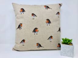Red Robin Cushion Cover, Cushion, Gift For Her, Bird Lovers Gift, Christmas Lovers, Letterbox - thumbnail 1