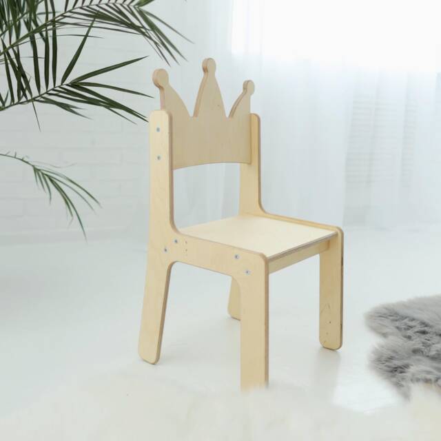 Princess Crown Chair For Girls Room Wooden Kids Personalized Toddler Montessori Furniture - image 1