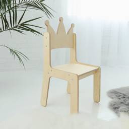 Princess Crown Chair For Girls Room Wooden Kids Personalized Toddler Montessori Furniture - thumbnail 1