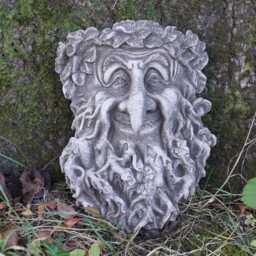 Greenman Bird Feeder Hanging Plaque Wall Art Stone Statue Outdoor Garden Ornament Planter Green Man Pot Celtic Sculpture - thumbnail 2