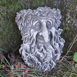 Greenman Bird Feeder Hanging Plaque Wall Art Stone Statue Outdoor Garden Ornament Planter Green Man Pot Celtic Sculpture - thumbnail 1