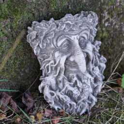 Greenman Bird Feeder Hanging Plaque Wall Art Stone Statue Outdoor Garden Ornament Planter Green Man Pot Celtic Sculpture - thumbnail 3